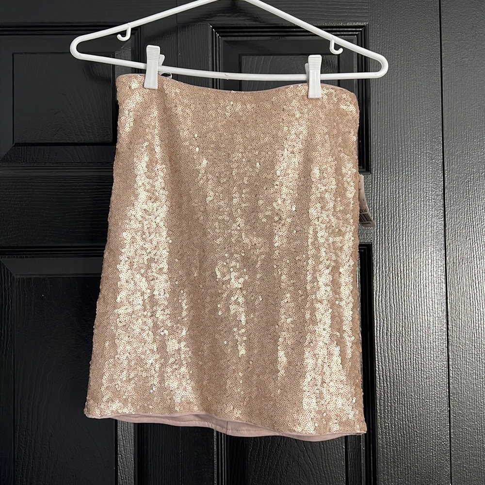 Rose gold sequin skirt